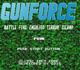 sfc游戏 武装部队(日)Gunforce - Battle Fire Engulfed Terror Island (J)