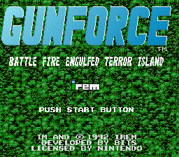 sfc游戏 武装部队(美)Gunforce - Battle Fire Engulfed Terror Island (U)