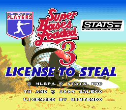 sfc游戏 超级基础棒球31.0版(美)Super Bases Loaded 3 - License to Steal (U) (v1.0)